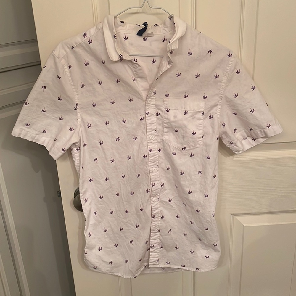 Divided button down - palm trees pattern